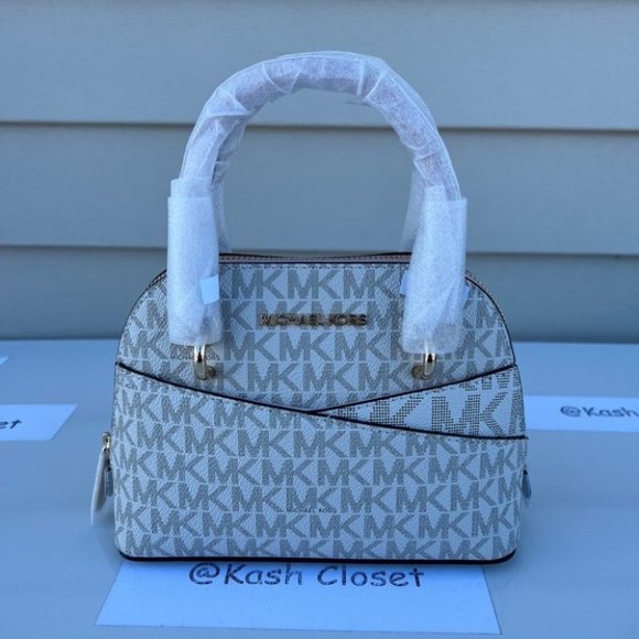 Michael Kors JST XS Dome Satchel Crossbody Leather Signature - Powder Blush - Picture 1 of 8